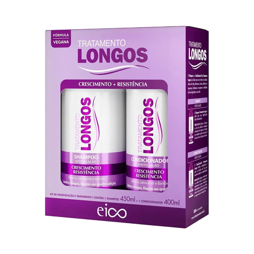 Kit Eico com shampoo e condicionador para cabelos longos